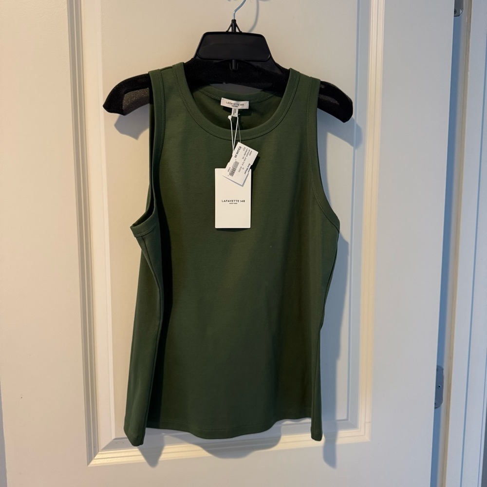 NWT Lafayette 148 New York Moss Green Tank Top | M